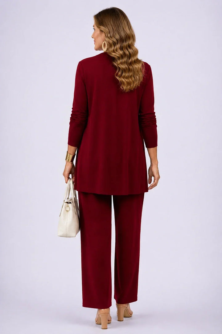 Holly | Ensemble Trois Pièces Fleuri Bordeaux