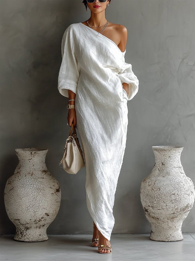 Robe Maxi Imprimé Abstrait à Une Épaule