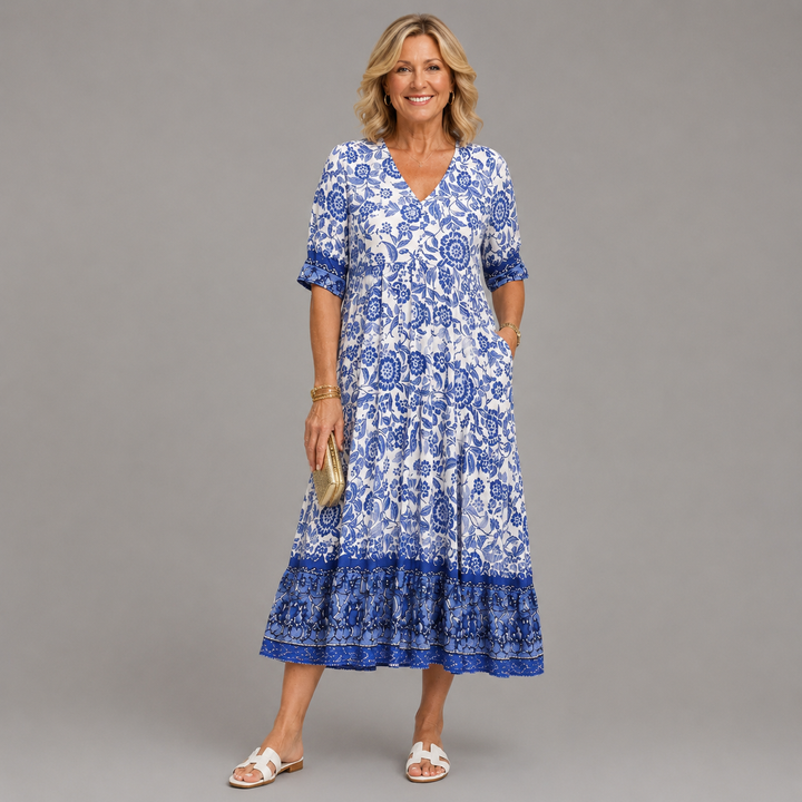 Keisha | Robe Fleurie Gracieuse à Col en V