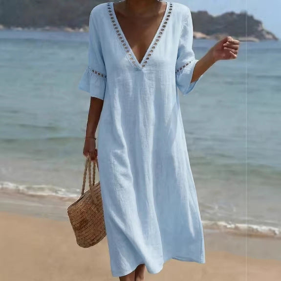 Elara | Robe Longue Légère, Confort Bord de Mer