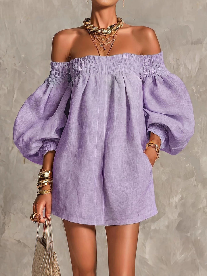 Rosaline | Mini Robe Épaules Dénudées à Manches Bouffantes
