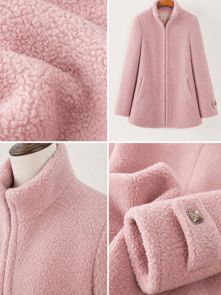 Rosalie | Veste polaire rose vintage zippée