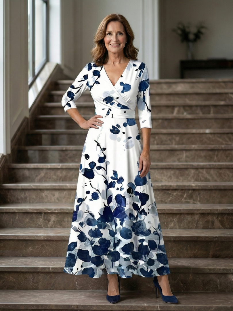 Maison Élise | Robe Midi Croisée à Col Celine
