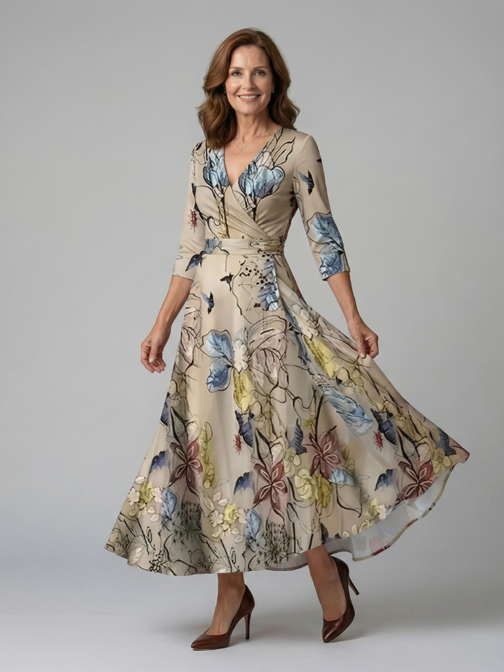Maison Élise | Robe Midi Croisée à Col Celine