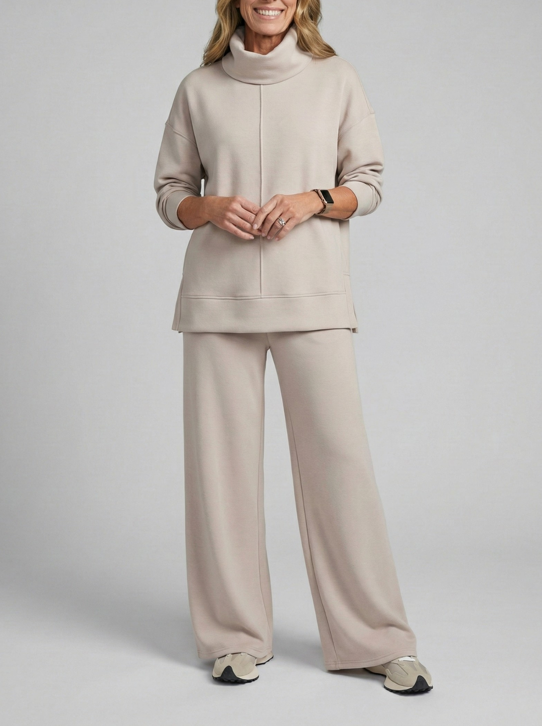 Agathe ensemble douillet col bénitier beige