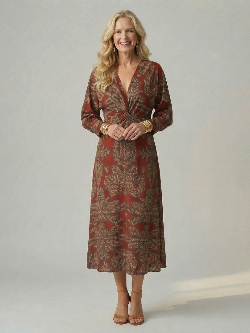 Maison Élise | Robe Midi Wrap Naturelle Lune