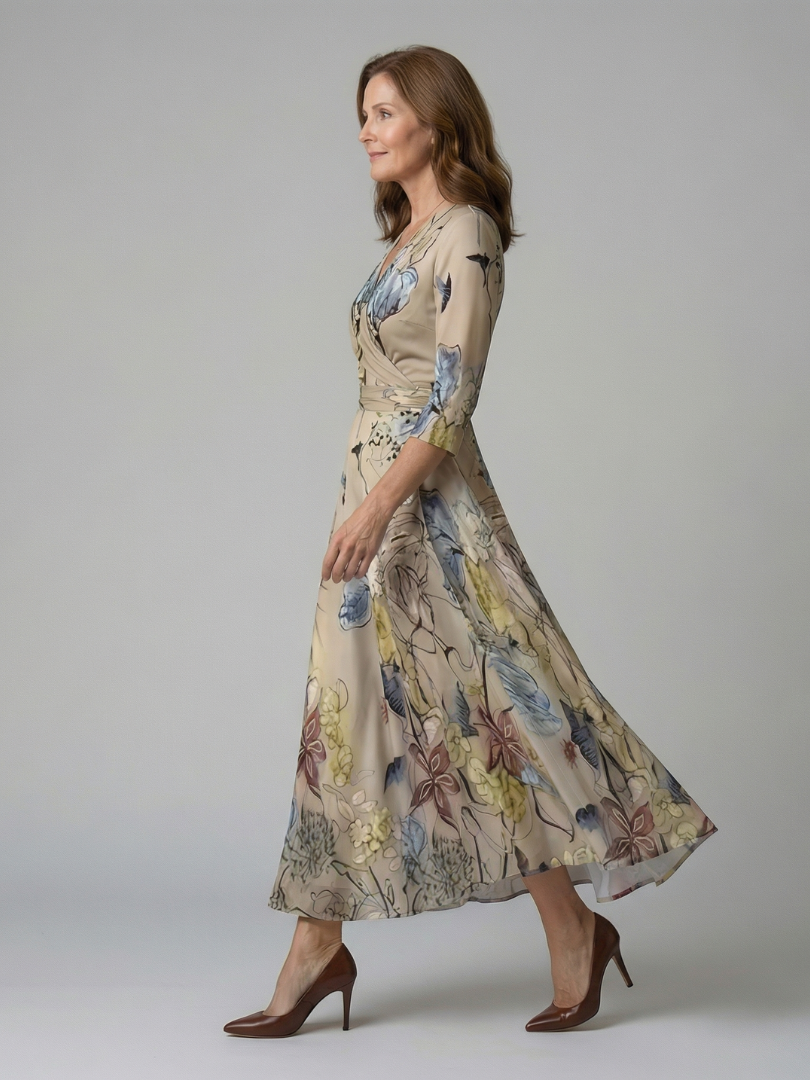 Maison Élise | Robe Midi Croisée à Col Celine