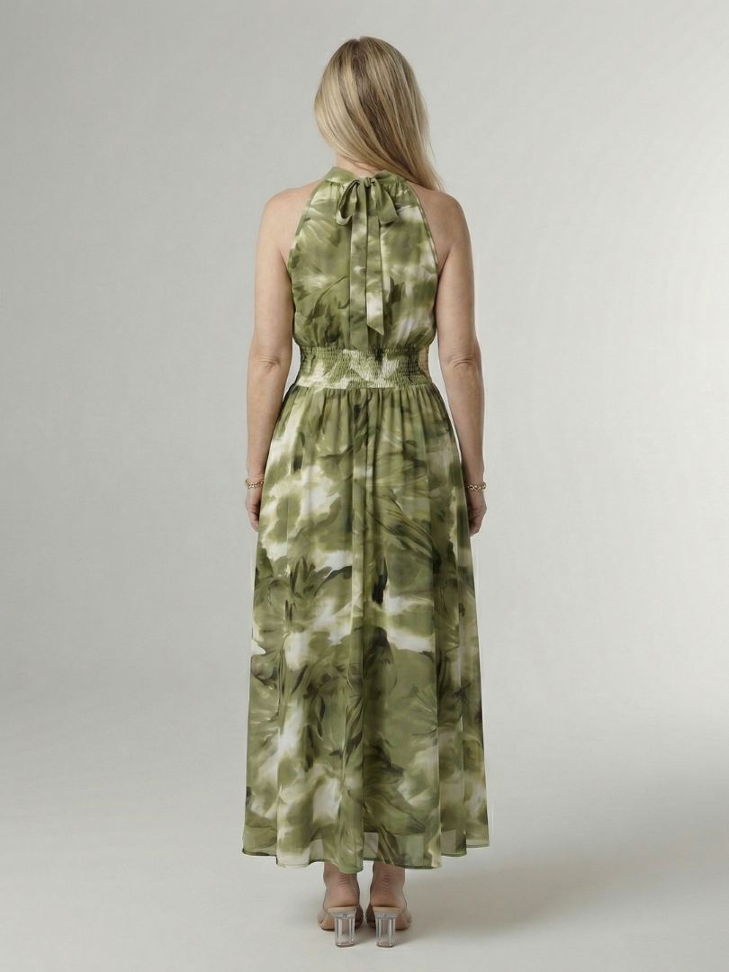 Maison Élise | Robe Midi à Encolure Halter Froncée Sylin