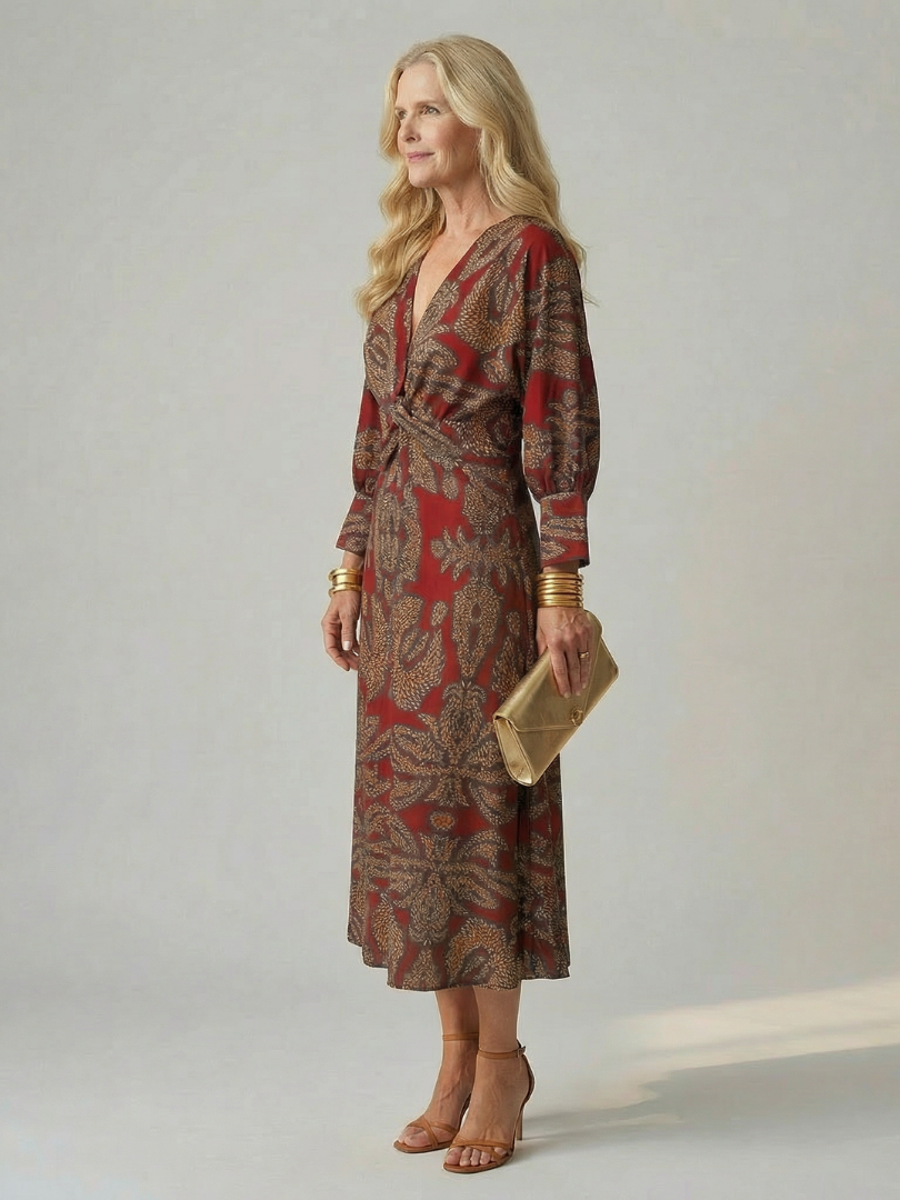 Maison Élise | Robe Midi Wrap Naturelle Lune