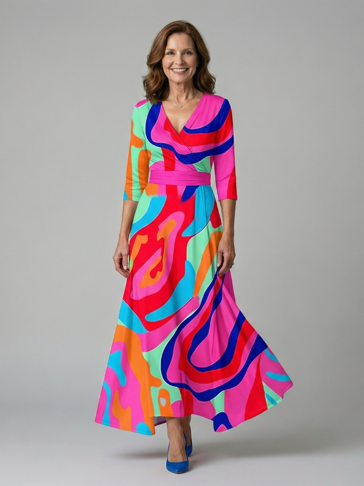 Maison Élise | Robe Midi Croisée à Col Celine