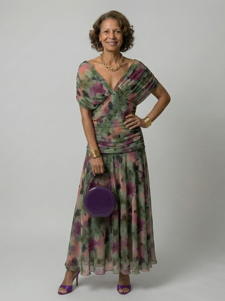 Maison Élise | Robe Midi Décontractée à Épaules Dénudées Calen