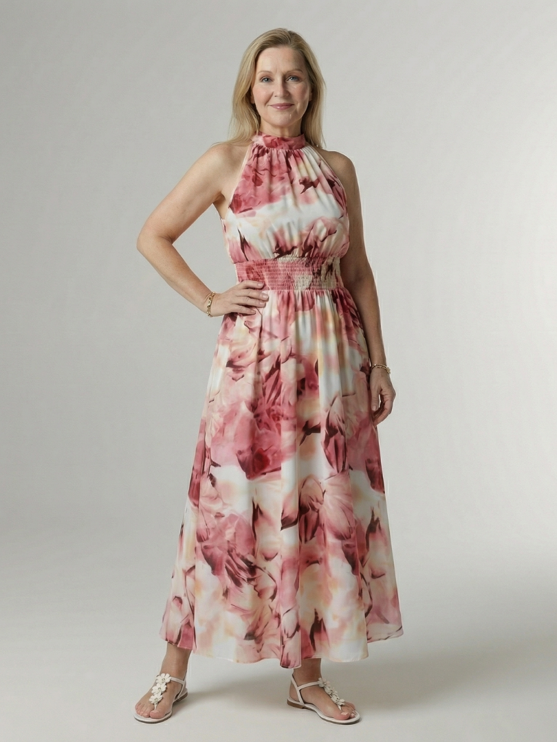 Maison Élise | Robe Midi à Encolure Halter Froncée Sylin