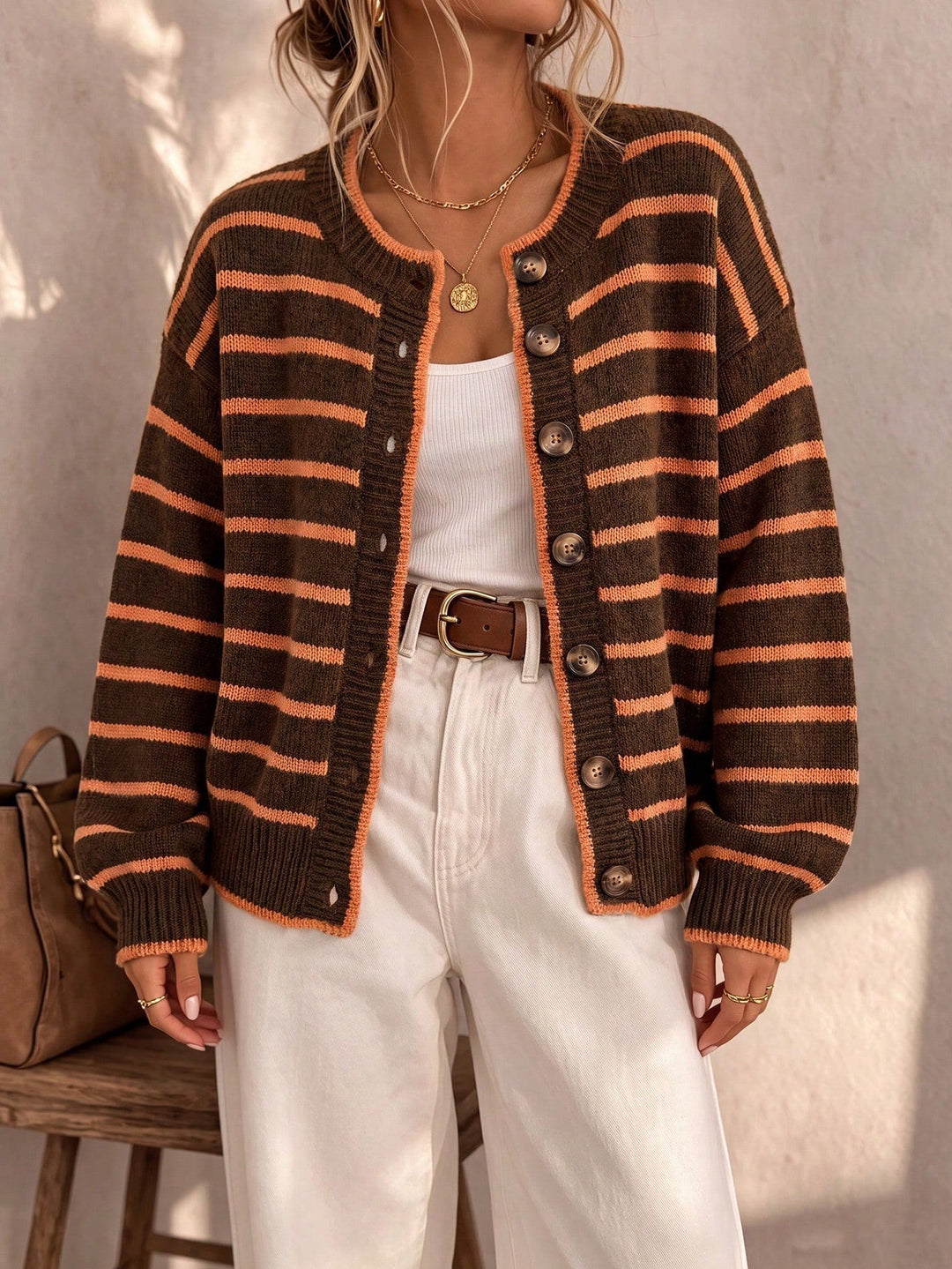 Mabel | Cardigan Rayé en Maille