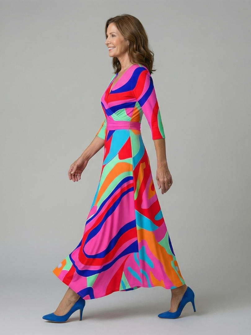 Maison Élise | Robe Midi Croisée à Col Celine