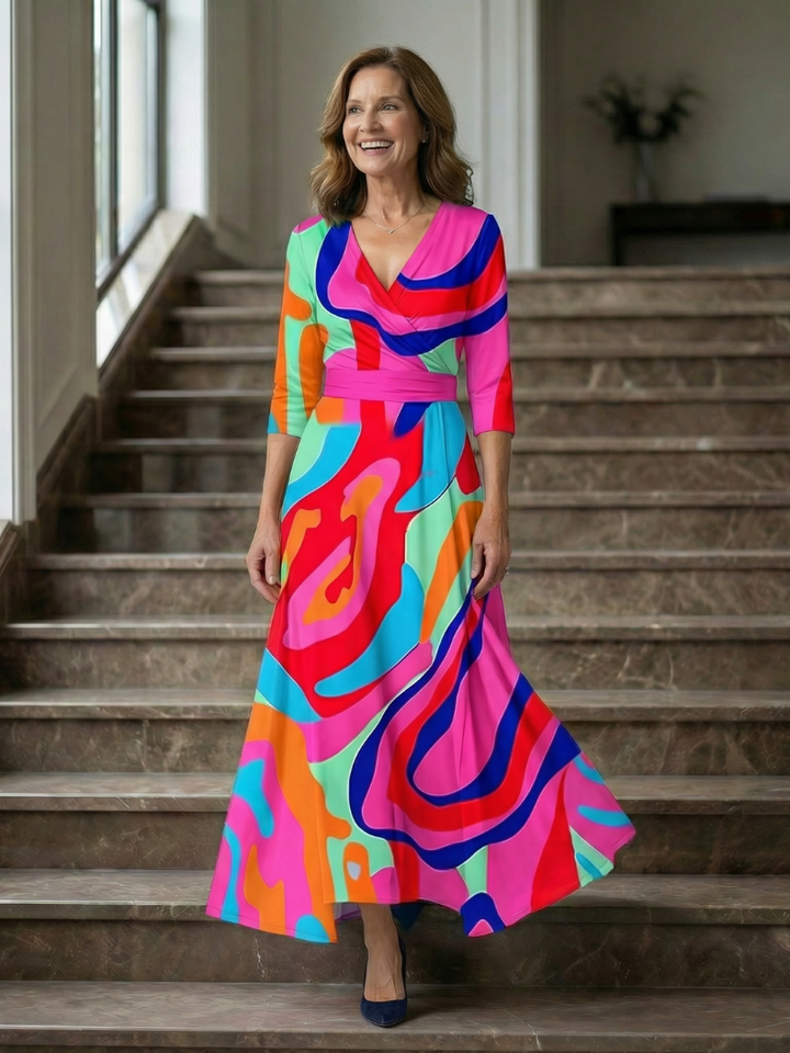 Maison Élise | Robe Midi Croisée à Col Celine