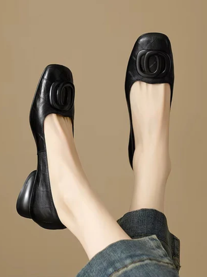 Inès | Ballerines cuir bout carré
