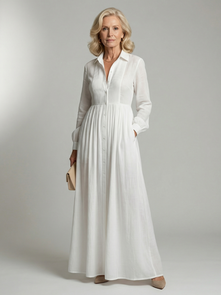 Lioren | Robe Longue Fluide Boutonnée