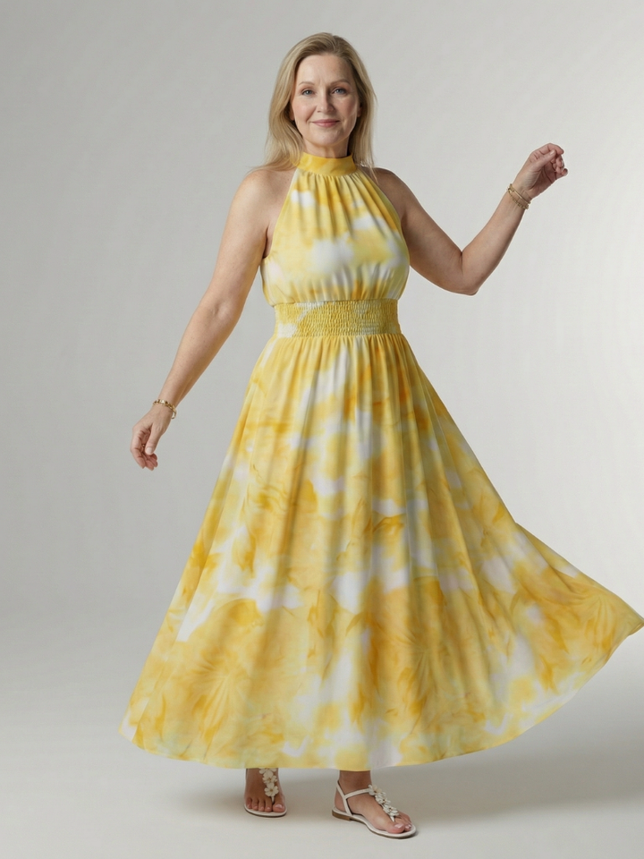 Maison Élise | Robe Midi à Encolure Halter Froncée Sylin