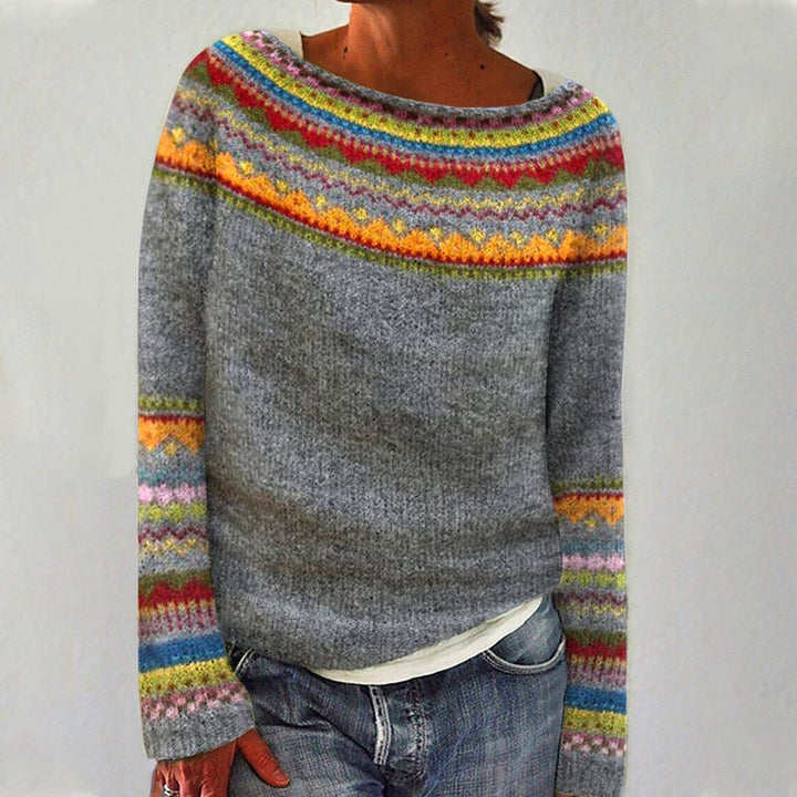 Pull Maille Empiècement Arc-en-ciel Sylvie