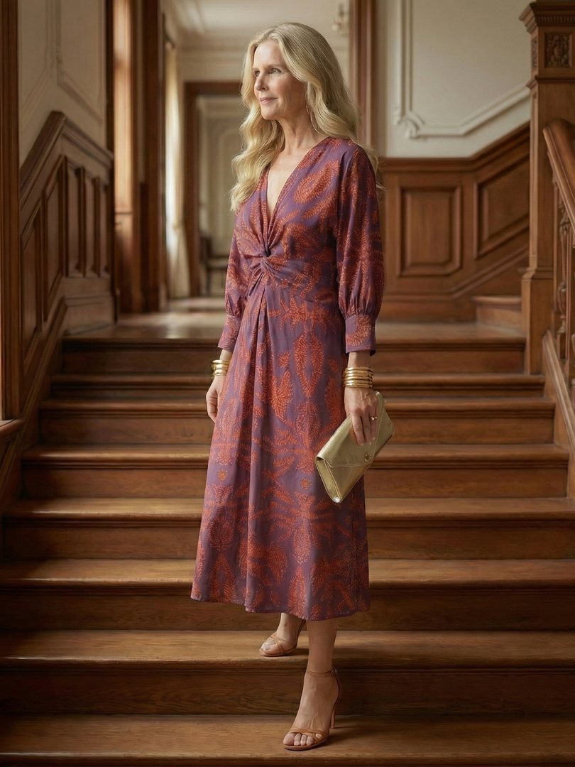 Maison Élise | Robe Midi Wrap Naturelle Lune