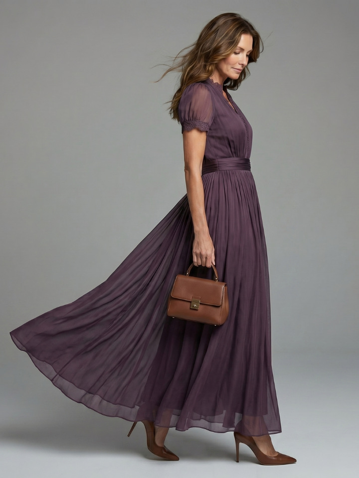 Elia | Robe Longue Froncée à Découpe Goutte