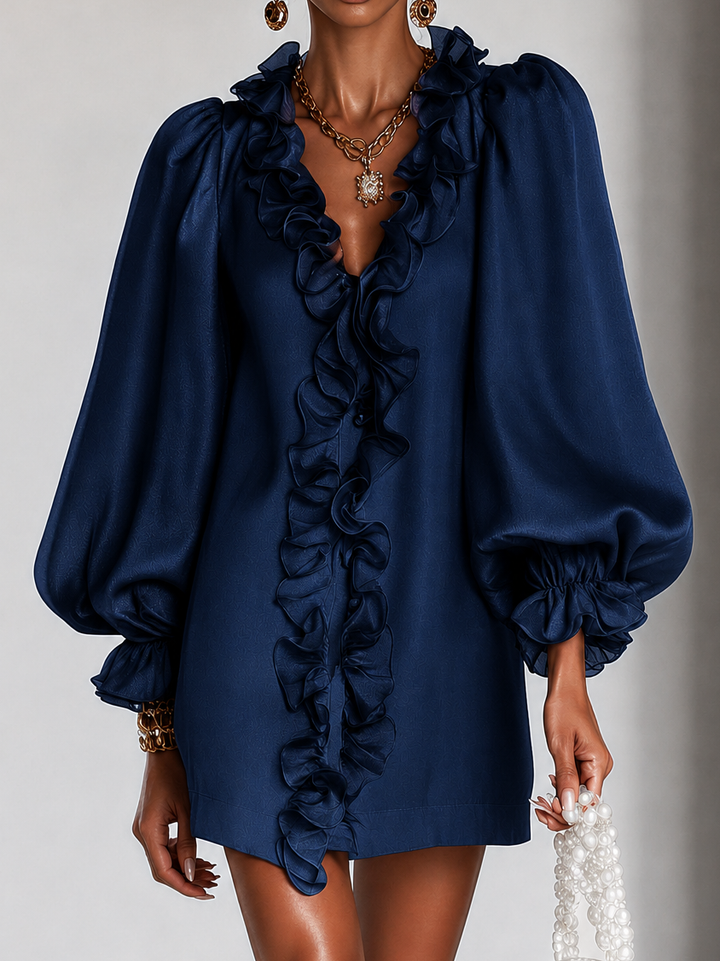 Ottilie | Mini Robe à Manches Bouffantes et Volants