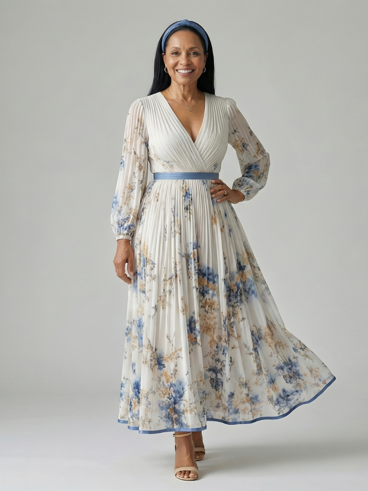 Maison Élise | Robe Midi Plissée à Enveloppe Rielle