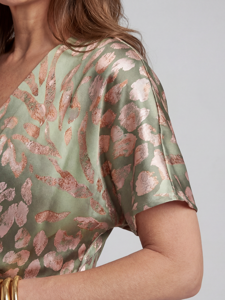 Maison Élise | Robe Midi à Imprimé Abstrait Coralie