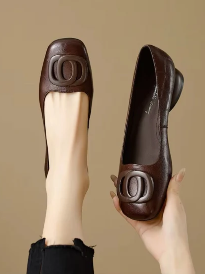 Inès | Ballerines cuir bout carré