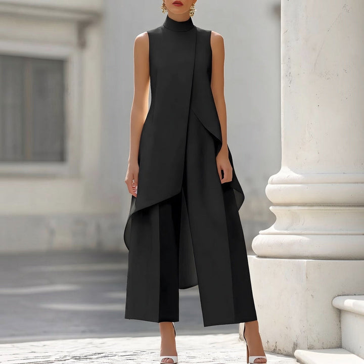 Valentina | Combinaison Élégante avec Top Drapé à Col Montant