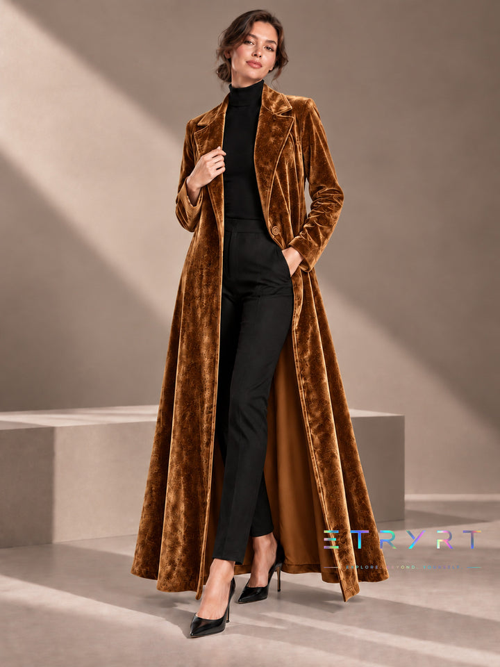 Béatrice | Manteau long en velours ouvert