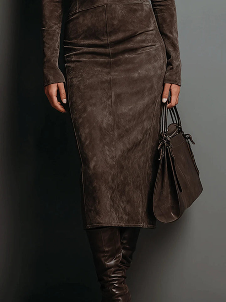 Lorène | Robe Midi Longue Marron