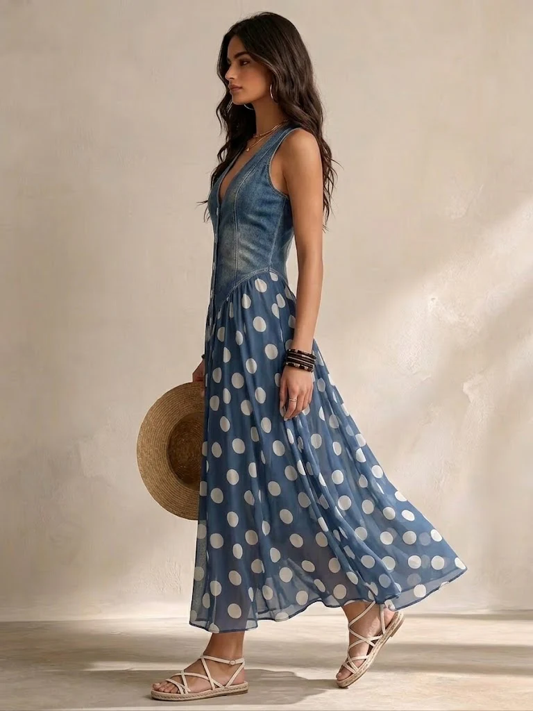 Maison Élise | Robe Midi à Pois pour Femmes