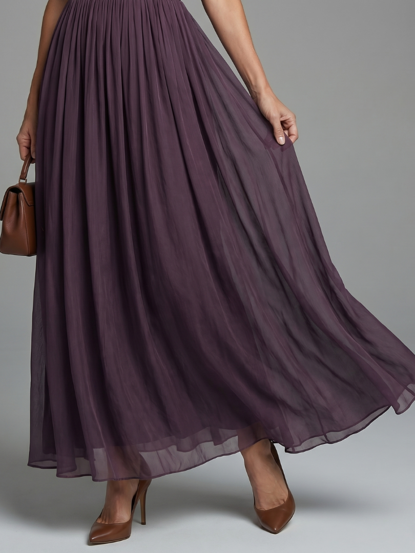 Elia | Robe Longue Froncée à Découpe Goutte