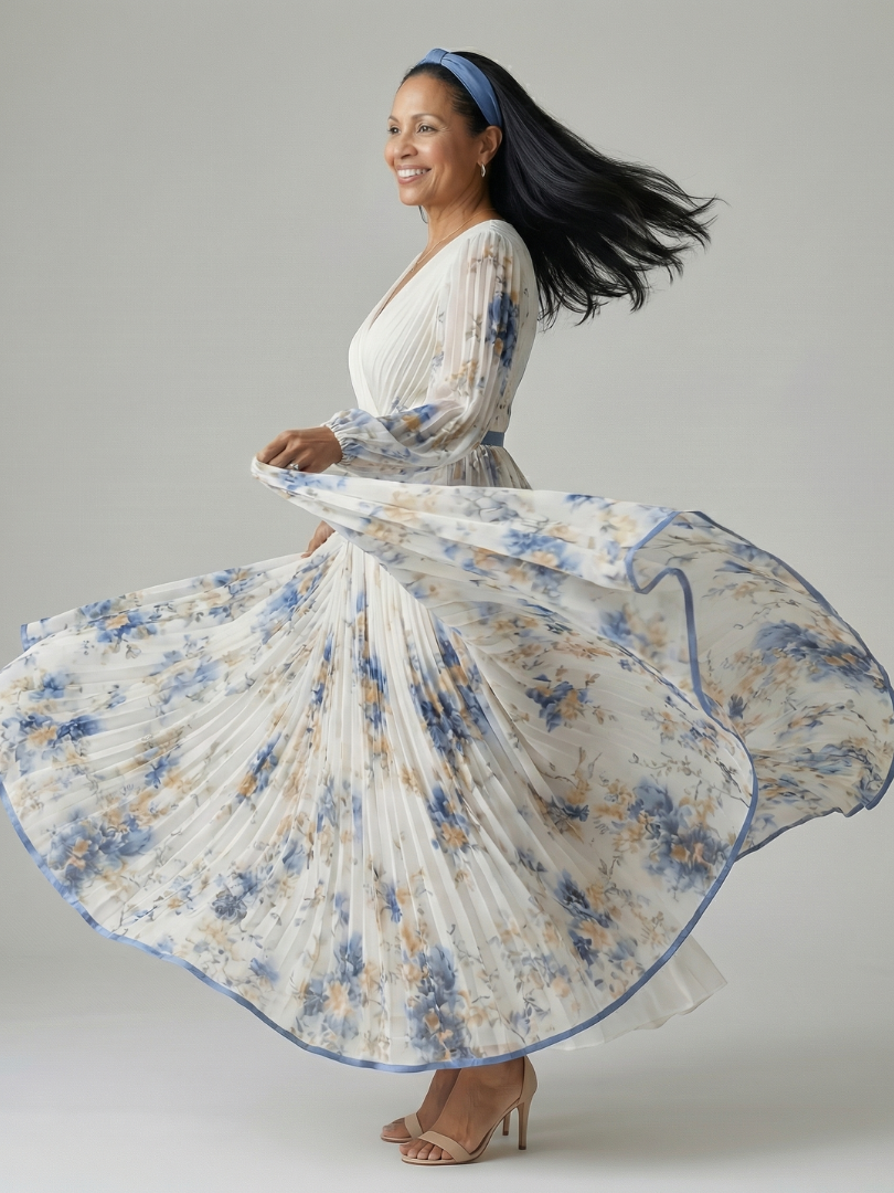 Maison Élise | Robe Midi Plissée à Enveloppe Rielle