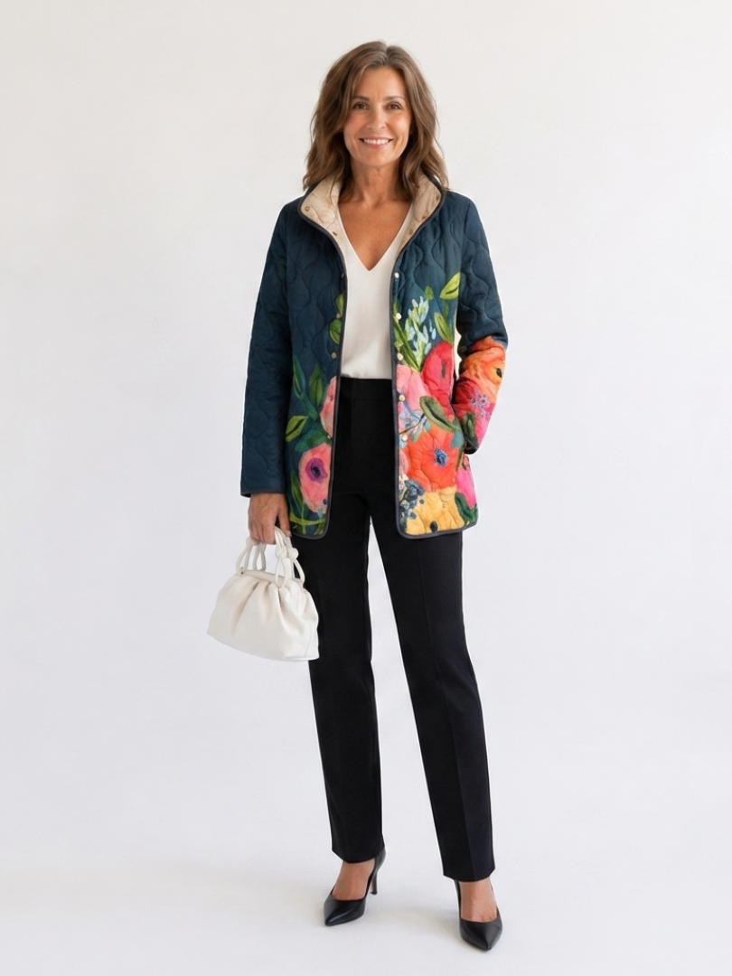 Veste Matelassée Fleurs Peintes Camille