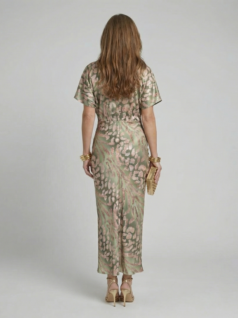 Maison Élise | Robe Midi à Imprimé Abstrait Coralie