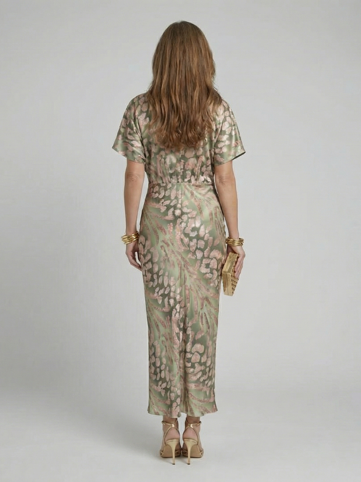 Maison Élise | Robe Midi à Imprimé Abstrait Coralie