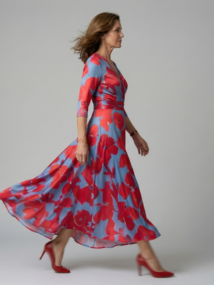 Maison Élise | Robe Midi Croisée à Col Celine