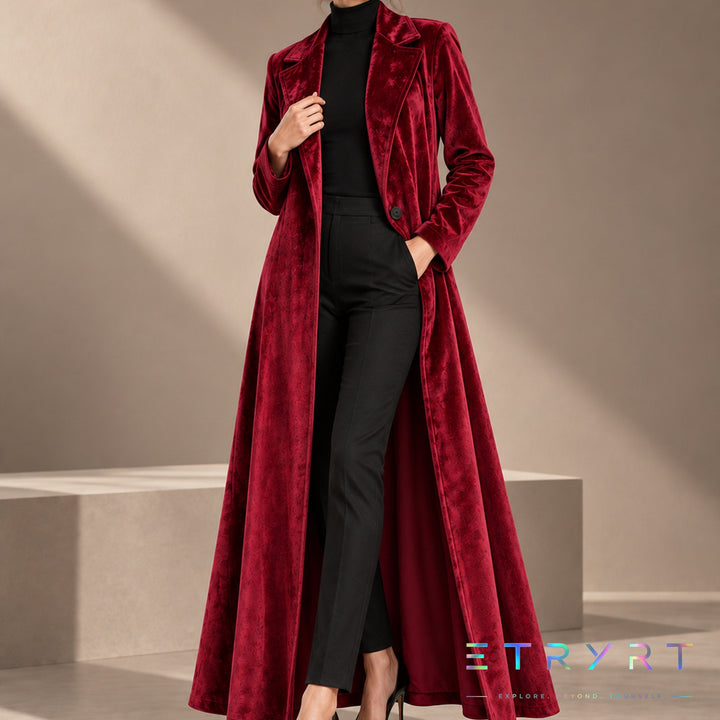 Béatrice | Manteau long en velours ouvert