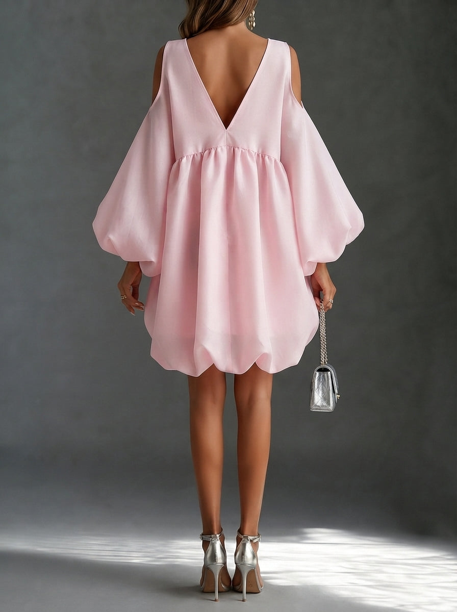 Lynette | Mini Robe Épaules Ajourées à Manches Ballon