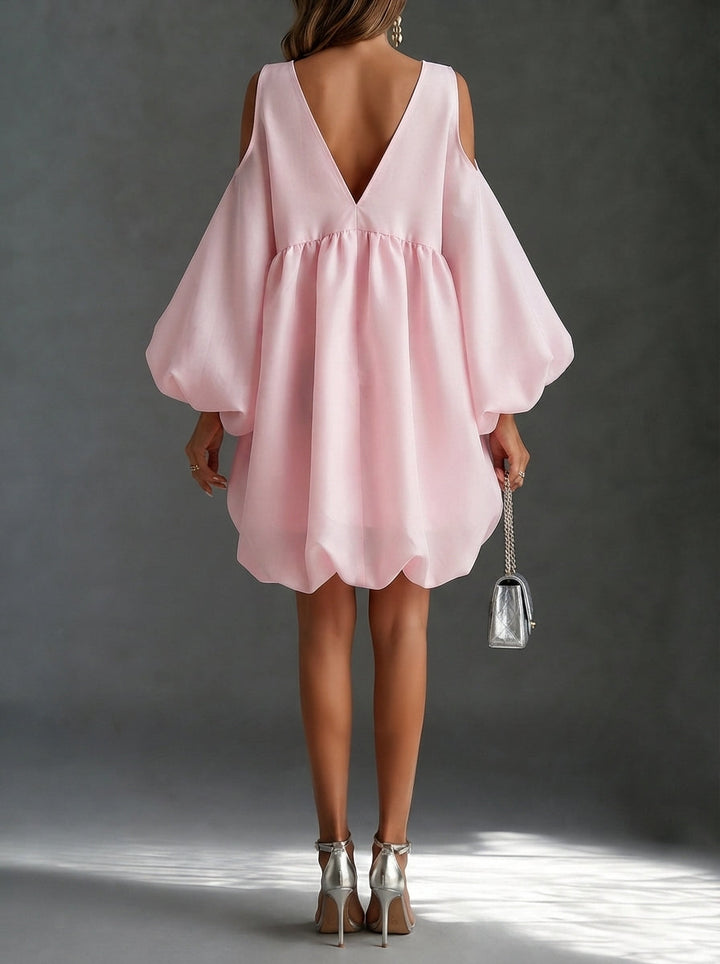 Lynette | Mini Robe Épaules Ajourées à Manches Ballon