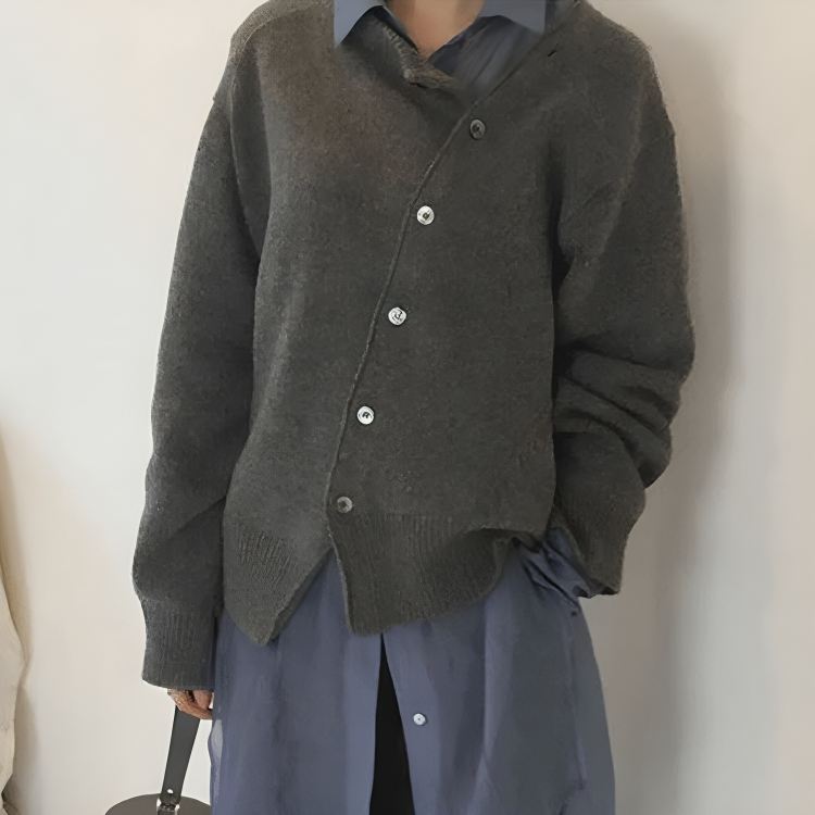 Luna | Cardigan en Maille Douce Boutons Asymétriques