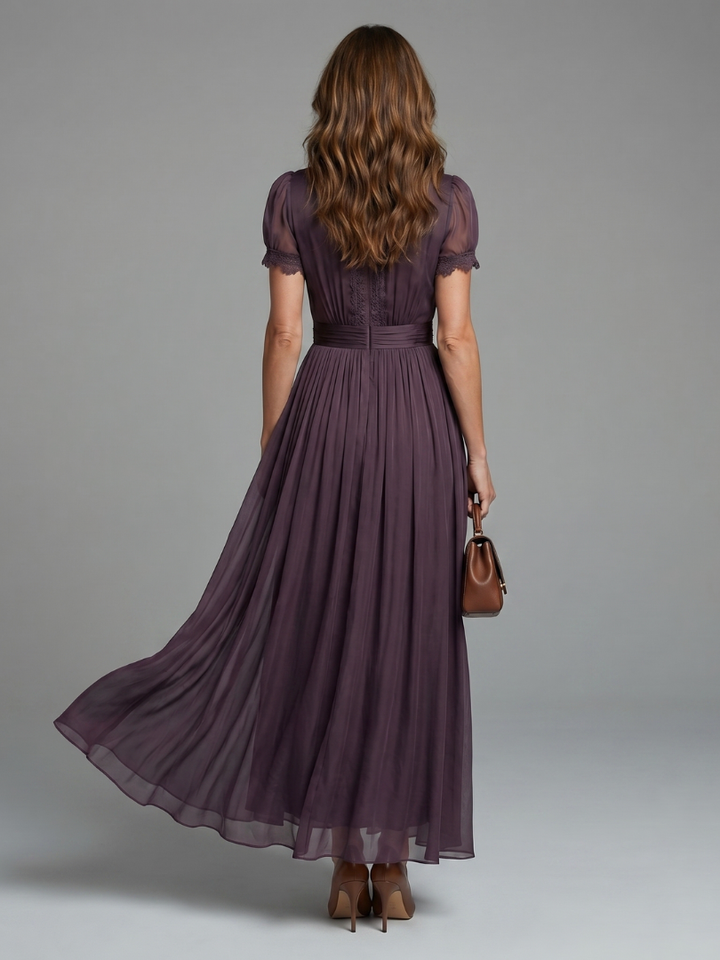 Elia | Robe Longue Froncée à Découpe Goutte