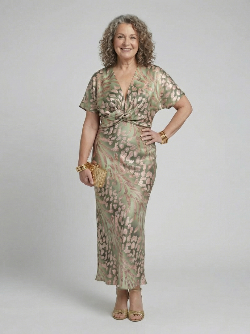 Maison Élise | Robe Midi à Imprimé Abstrait Coralie