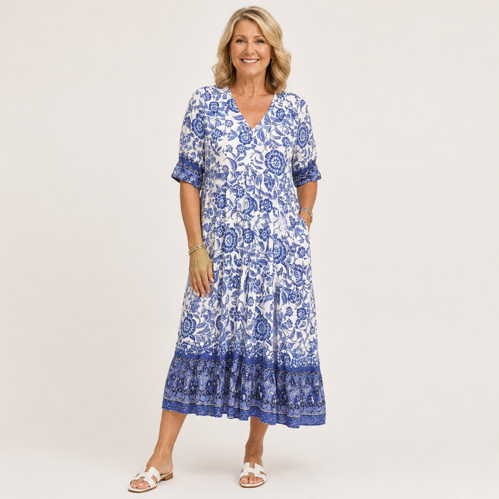 Keisha | Robe Fleurie Gracieuse à Col en V