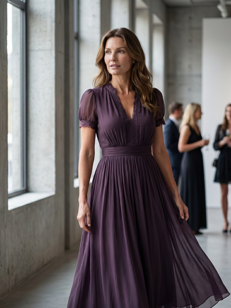 Elia | Robe Longue Froncée à Découpe Goutte