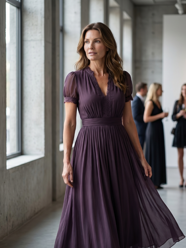 Elia | Robe Longue Froncée à Découpe Goutte