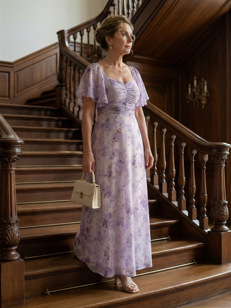 Maison Élise | Robe Midi à Manches Volantes Vaelis