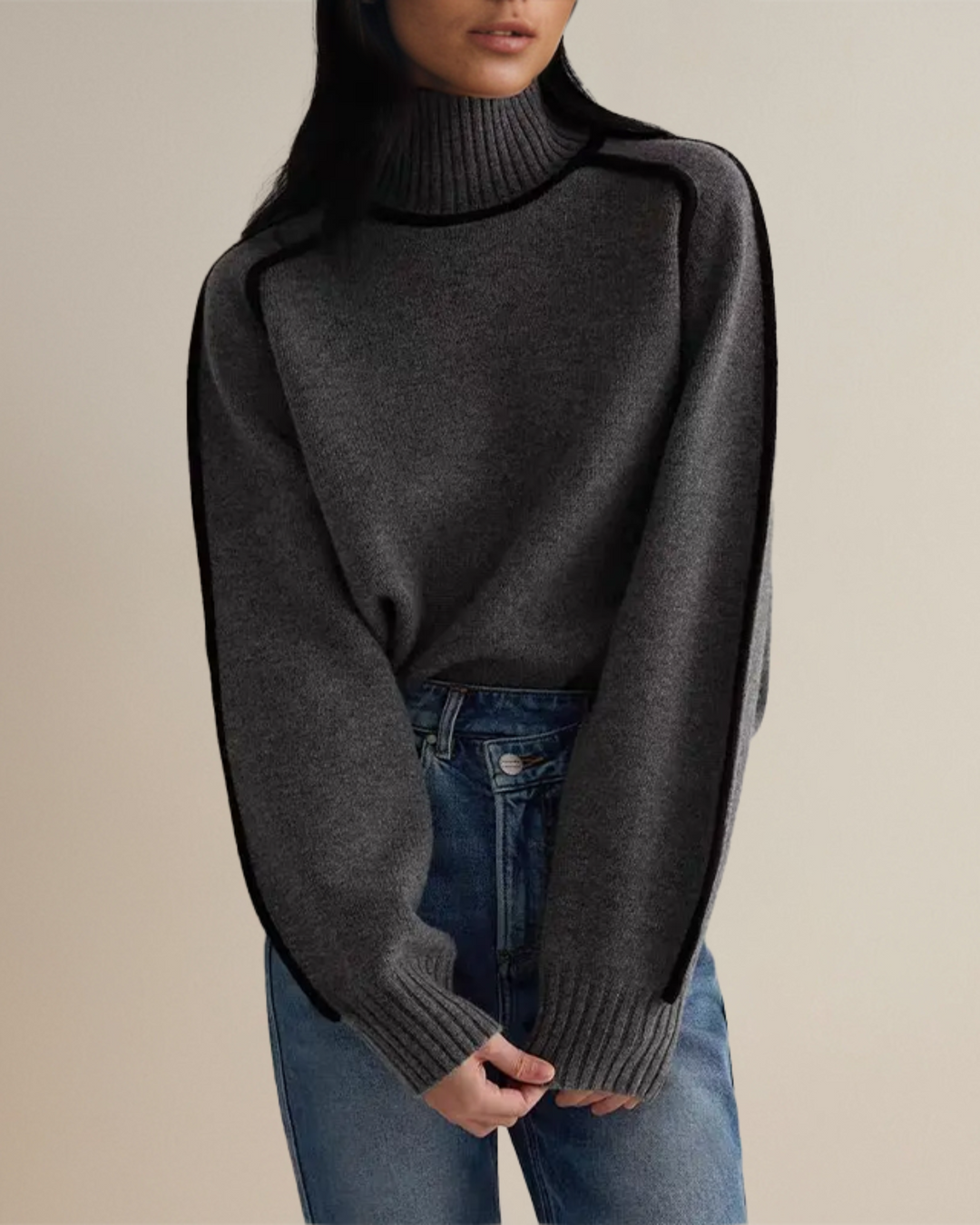Pull Col Roulé Bordé Contrasté Aveline